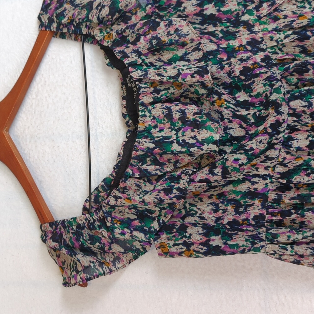 SOHO Multicolored Abstract Flowy Ruffle Mini Dress 3 - Picture 3 of 7